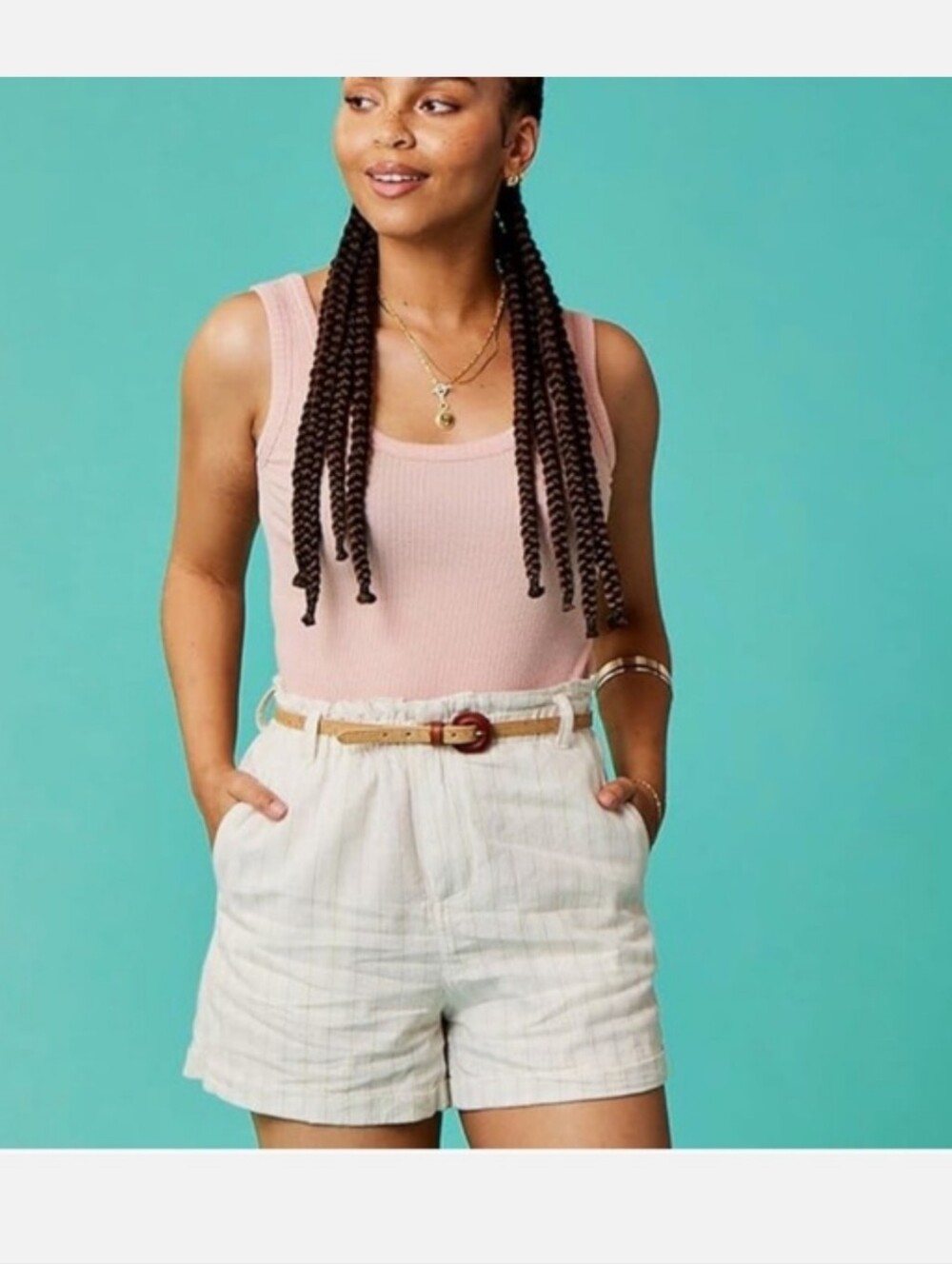 Carve Designs Striped Paperbag Waist Linen Shorts